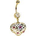 BodyCandy Clear Pink Gem Gold Anodized Flower Garden Heart Dangle Belly Ring — main product shot