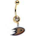 BodyCandy Licensed NHL Clear Gem Gold Anodized Anaheim Ducks Logo Belly Ring — main product shot