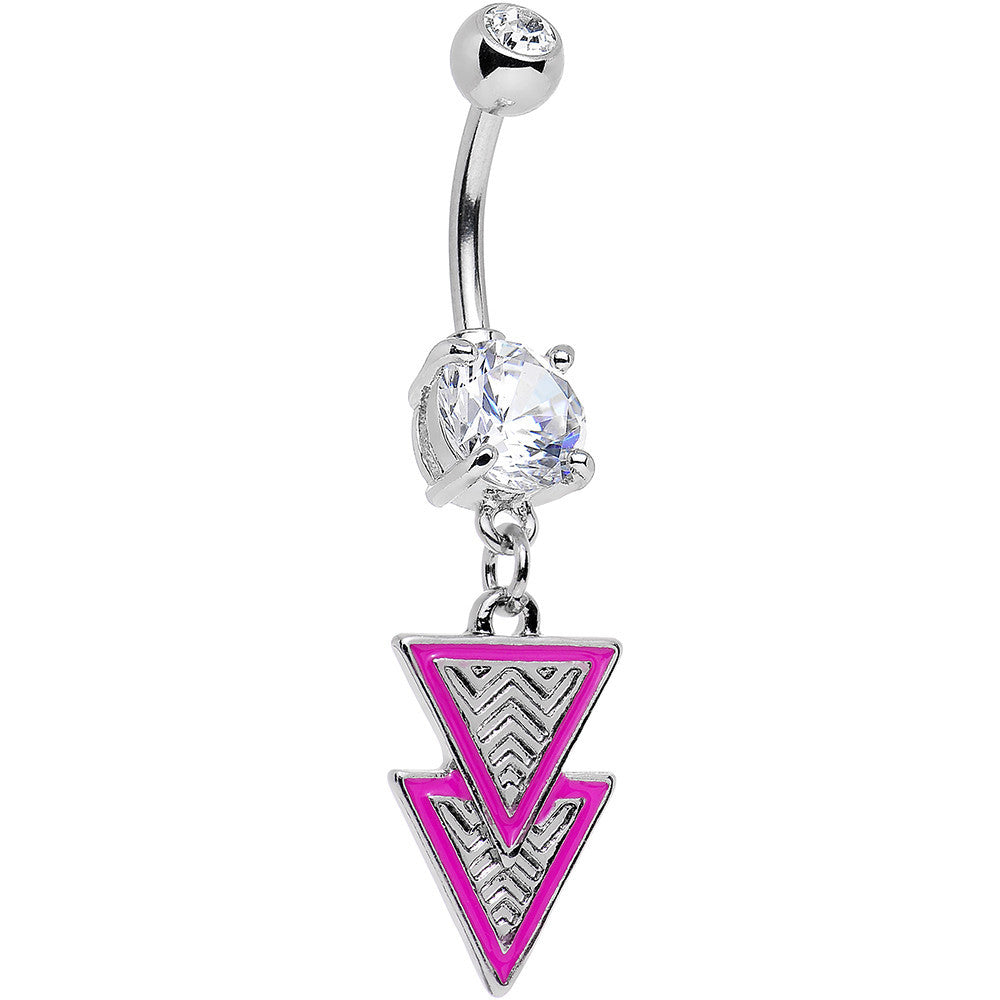 BodyCandy Clear Gem Pretty Popstar Pink Tiered Triangles Dangle Belly Ring — main product shot