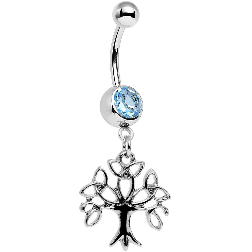 BodyCandy Aqua Gem Celtic Knot Triquetra Tree of Life Dangle Belly Ring — main product shot