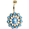 BodyCandy Aqua Gem Gold Anodized Ancient Aster Flower Belly Ring — main product shot
