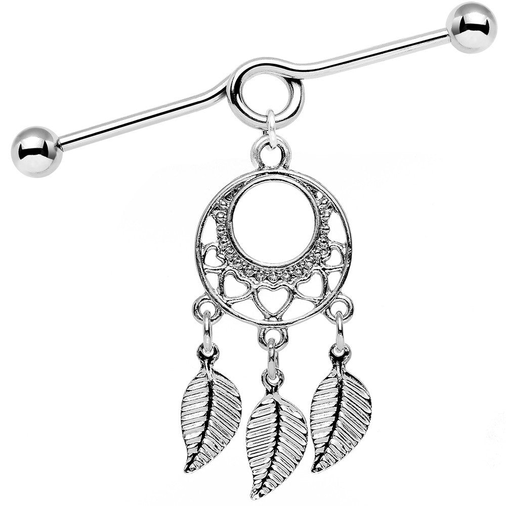 BodyCandy 14G Natural Love Dreamcatcher Dangle Industrial Barbell 39mm — main product shot