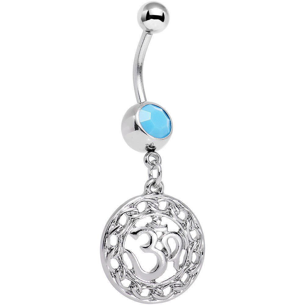 BodyCandy Faux Turquoise Circular Frame Spend the Day At Ohm Dangle Belly Ring — main product shot