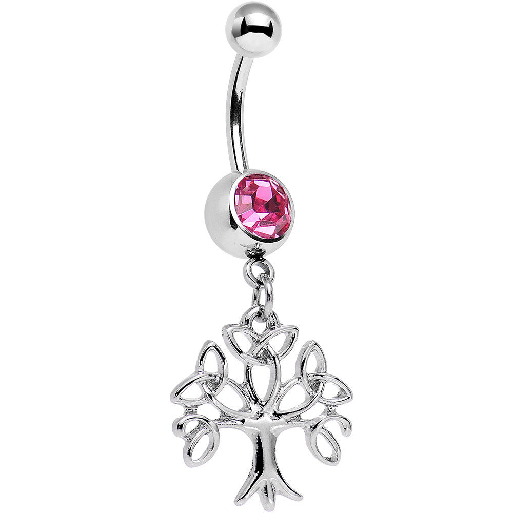 BodyCandy Pink Gem Celtic Knot Triquetra Tree of Life Dangle Belly Ring — main product shot
