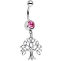 BodyCandy Pink Gem Celtic Knot Triquetra Tree of Life Dangle Belly Ring — main product shot