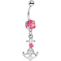 BodyCandy Pink Faux Opal Celtic Knot Anchor Dangle Belly Ring — main product shot