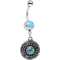 BodyCandy Faux Turquoise Southwestern Flower Power Disc Dangle Belly Ring — main product shot