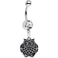 BodyCandy Clear Gem Ornery Owl Dangle Belly Ring — main product shot