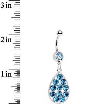 BodyCandy Aqua Gem Steel Dingy Drop Dangle Belly Ring — detail close-up