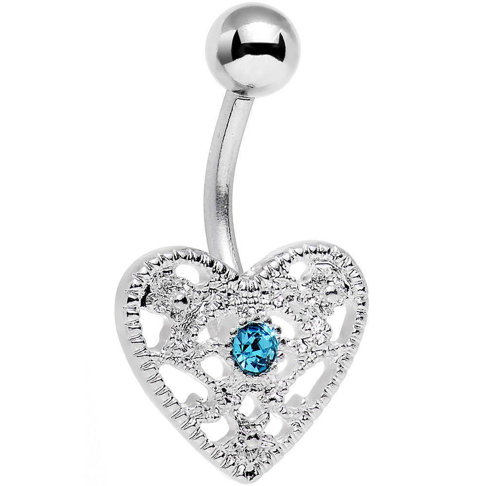 BodyCandy Aqua Gem Heavy Heart Belly Ring — main product shot