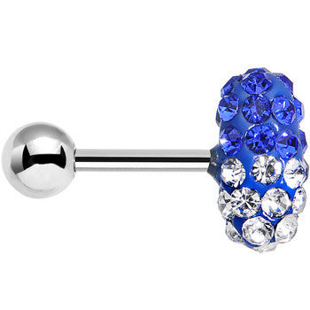 BodyCandy 16G 1/4 Blue and Clear Gem Paved Blue Tragus Cartilage Earring — detail close-up