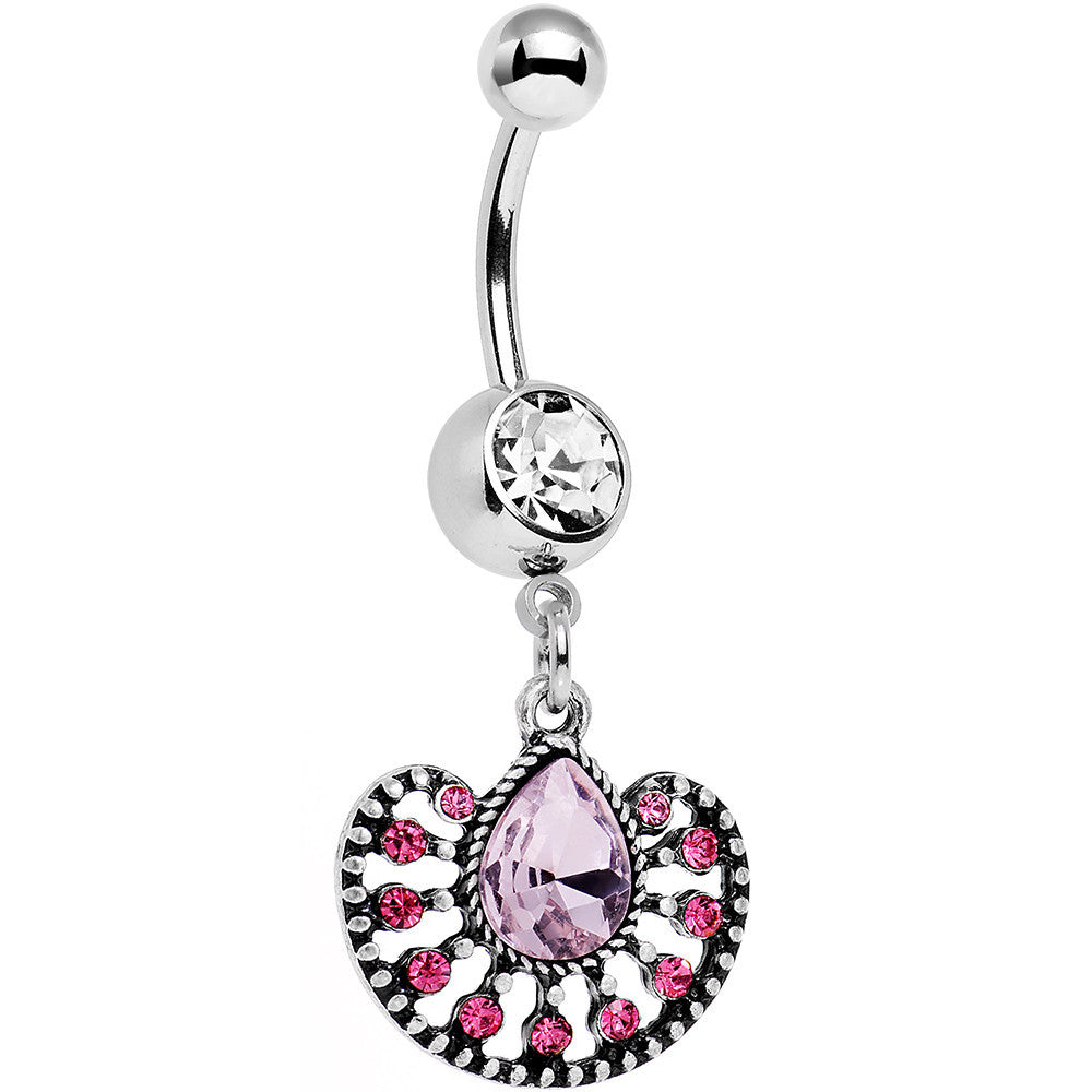BodyCandy Pink Gem Fantastic Fancy Fan Dangle Belly Ring — main product shot