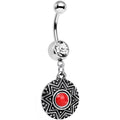 BodyCandy Clear Red Gem Disc Dangle Belly Ring — main product shot