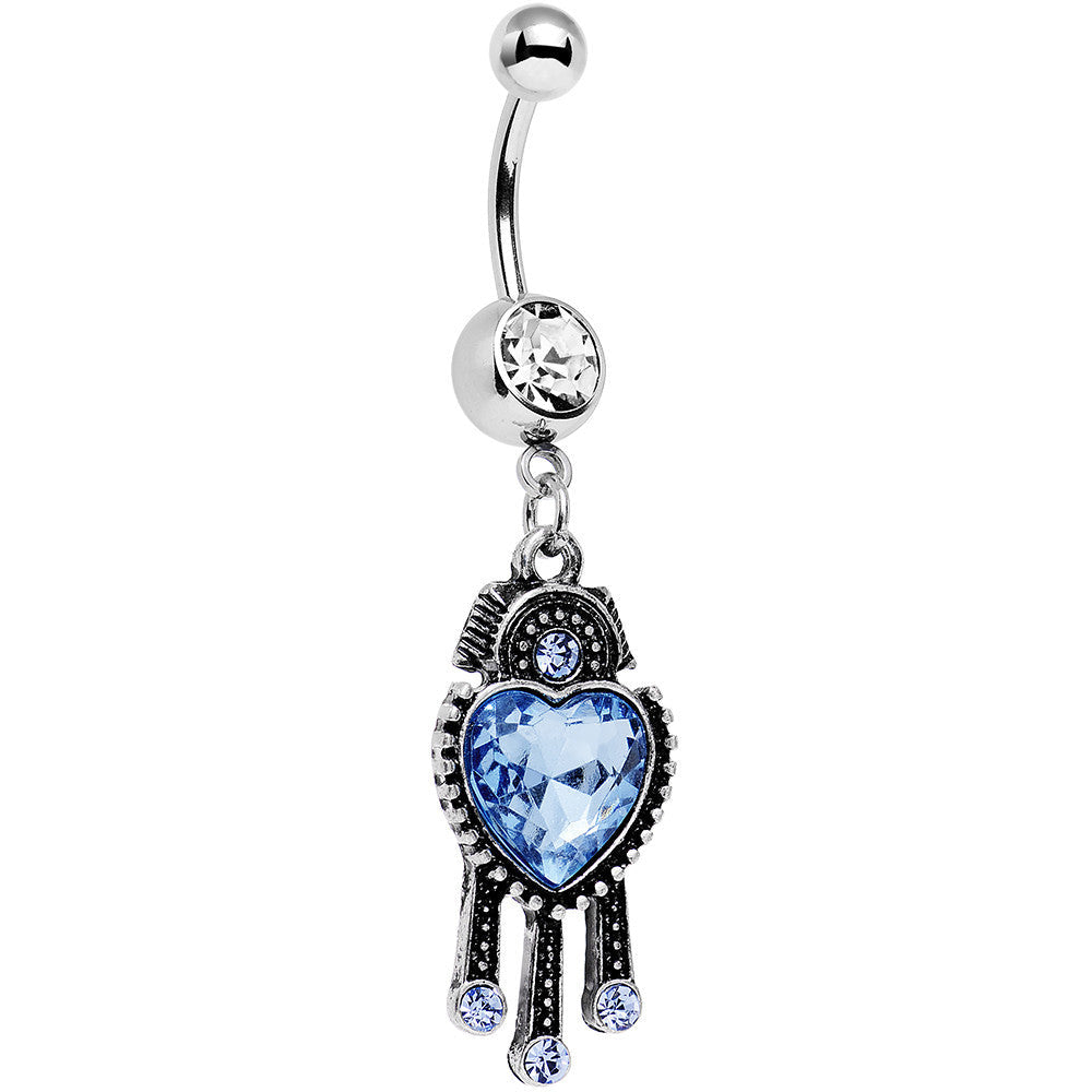 BodyCandy Clear Blue Gem Baby Blue Heart Dangle Belly Ring — main product shot
