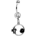 BodyCandy Clear Black Gem Love My Tortoise Heart Dangle Belly Ring — main product shot