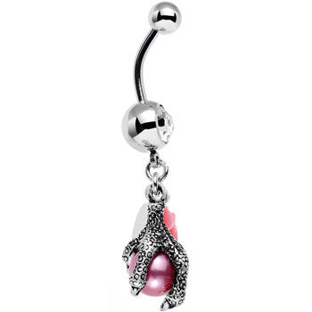 BodyCandy Clear Gem Pink Orb Dalliance in Rose Flower Dangle Belly Ring — lifestyle context