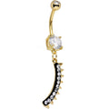 BodyCandy Clear Gem Gold Anodized Euclidian Strip Dangle Belly Ring — main product shot