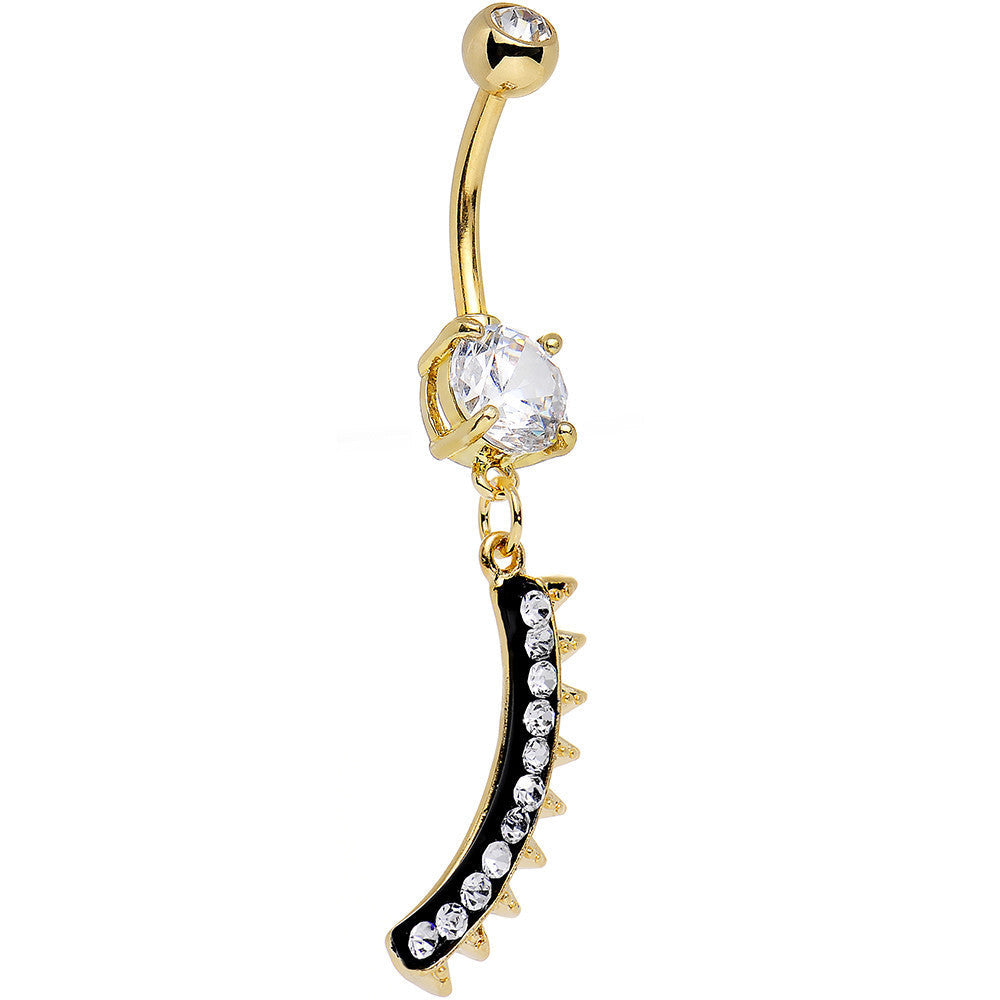 BodyCandy Clear Gem Gold Anodized Euclidian Strip Dangle Belly Ring — main product shot