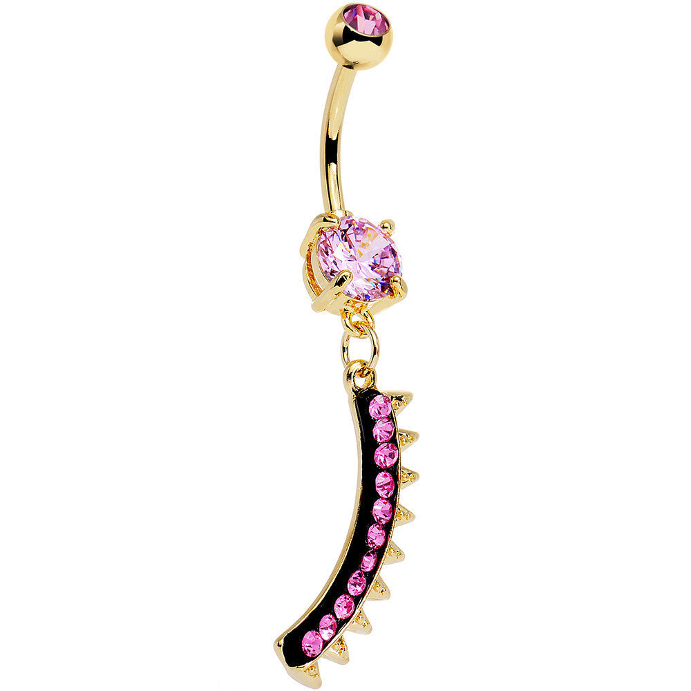 BodyCandy Pink Gem Gold Anodized Euclidian Strip Dangle Belly Ring — main product shot