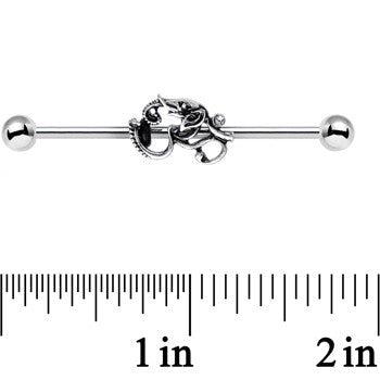 BodyCandy 14G Clear Gem Steel Aesthetic Elephant Industrial Barbell 38mm — detail close-up