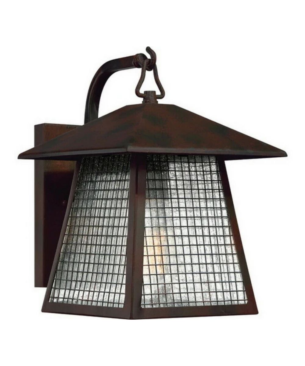 12" High, 1-Light Valiant Bronze Finish with Clear Seedy Glass Outdoor Wall Lantern – LampsUSA
