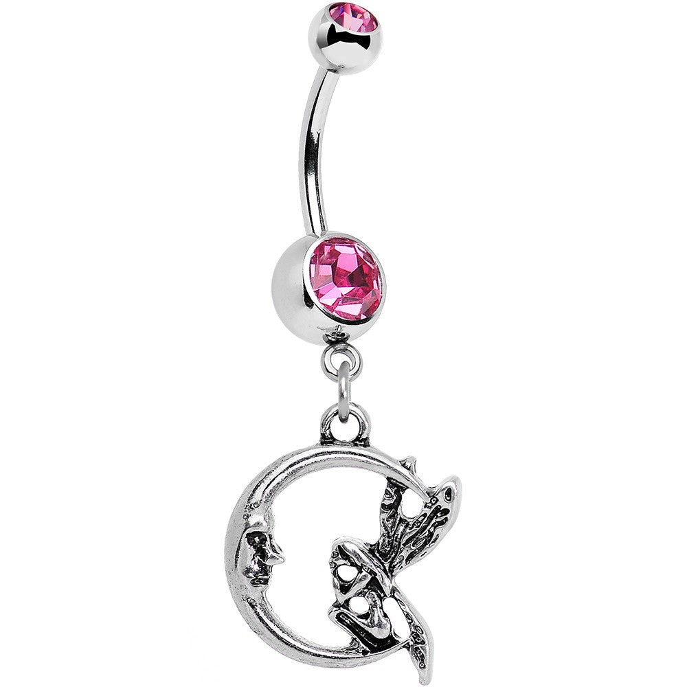 BodyCandy Pink Gem Fairly Fairy Moon Dangle Belly Ring — main product shot