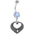 BodyCandy Light Blue Faux Opal Laurel Heart Dangle Belly Ring — main product shot