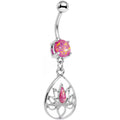 BodyCandy Pink Faux Opal Wrap It Up Lotus Flower Dangle Belly Ring — main product shot