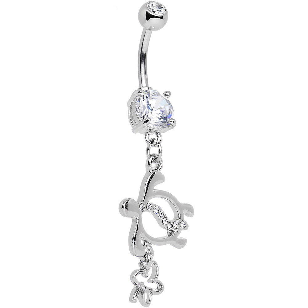 BodyCandy Clear Gem Love My Tortoise Heart Dangle Belly Ring — main product shot