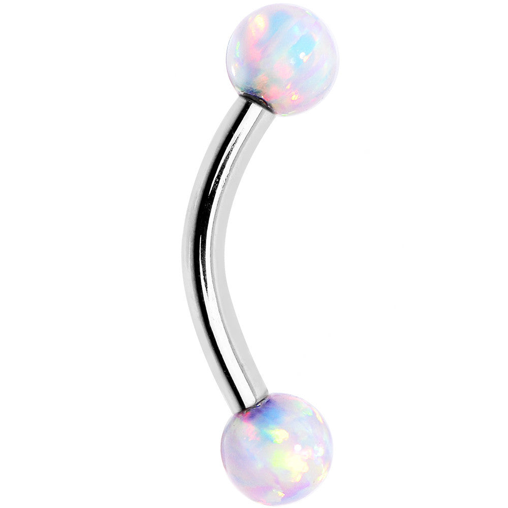 BodyCandy White Synthetic Opal 3mm Ball Internally Threaded Curved Eyebrow Ring — main product shot