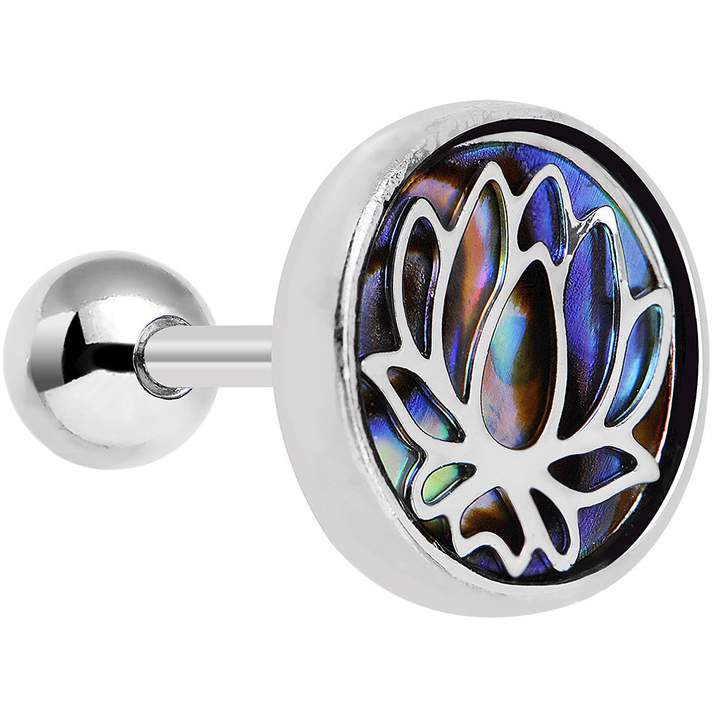 BodyCandy 16G 1/4 Abalone Shell Steel Lotus Flower Tragus Cartilage Earring — main product shot