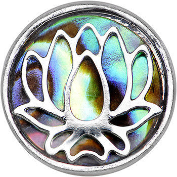 BodyCandy 16G 1/4 Abalone Shell Steel Lotus Flower Tragus Cartilage Earring — detail close-up
