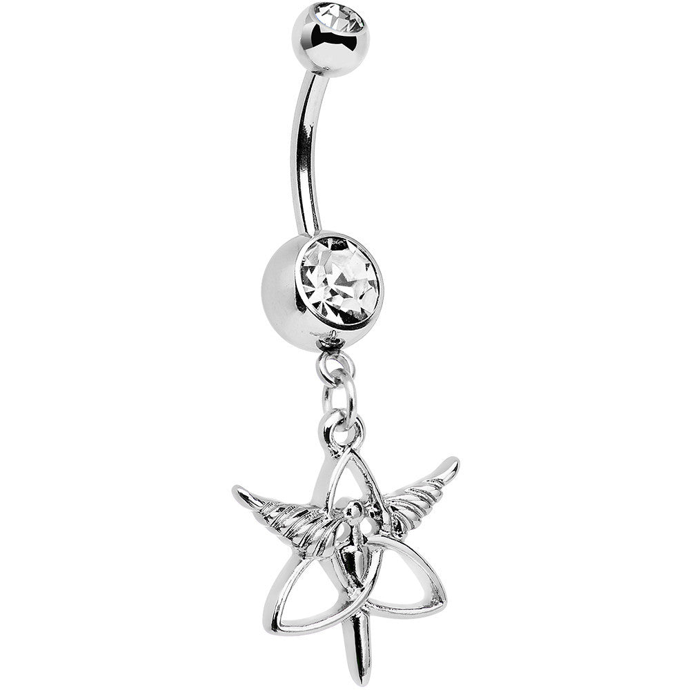 BodyCandy Clear Gem Heroic Heralds Staff and Trinity Dangle Belly Ring — main product shot