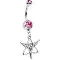 BodyCandy Pink Gem Heroic Heralds Staff and Trinity Dangle Belly Ring — main product shot