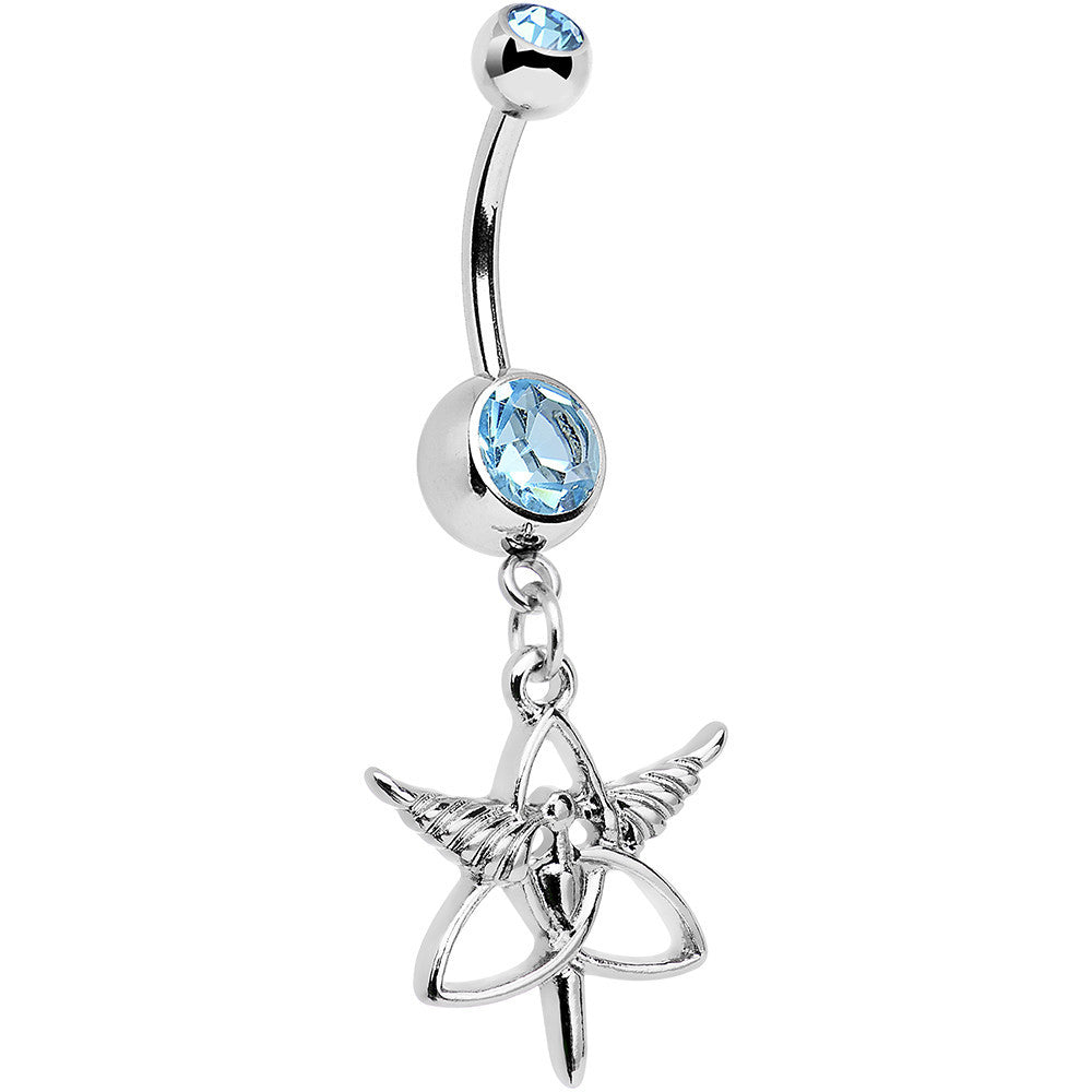 BodyCandy Aqua Gem Heroic Heralds Staff and Trinity Dangle Belly Ring — main product shot