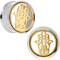 BodyCandy 7/8 Steel Sunlit Hamsa Hand Screw Fit Tunnel Plug Set — main product shot