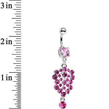 BodyCandy Pink Gem Awestruck Angel Chandelier Dangle Belly Ring — detail close-up