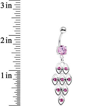 BodyCandy Pink Gem Perfection Connection Chandelier Dangle Belly Ring — detail close-up