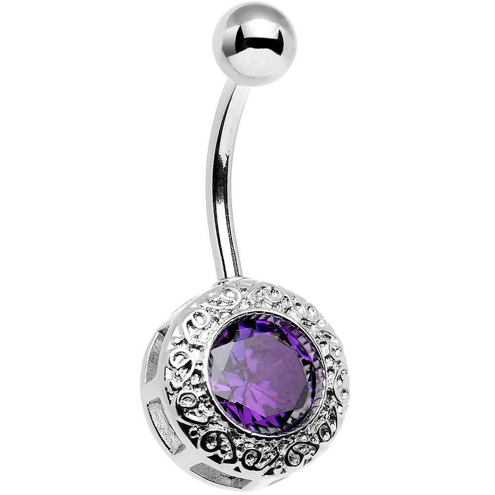 BodyCandy Purple Gem Cute as a Button Lattice Frame Belly Ring — main product shot