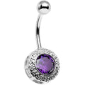 BodyCandy Purple Gem Cute as a Button Lattice Frame Belly Ring — main product shot