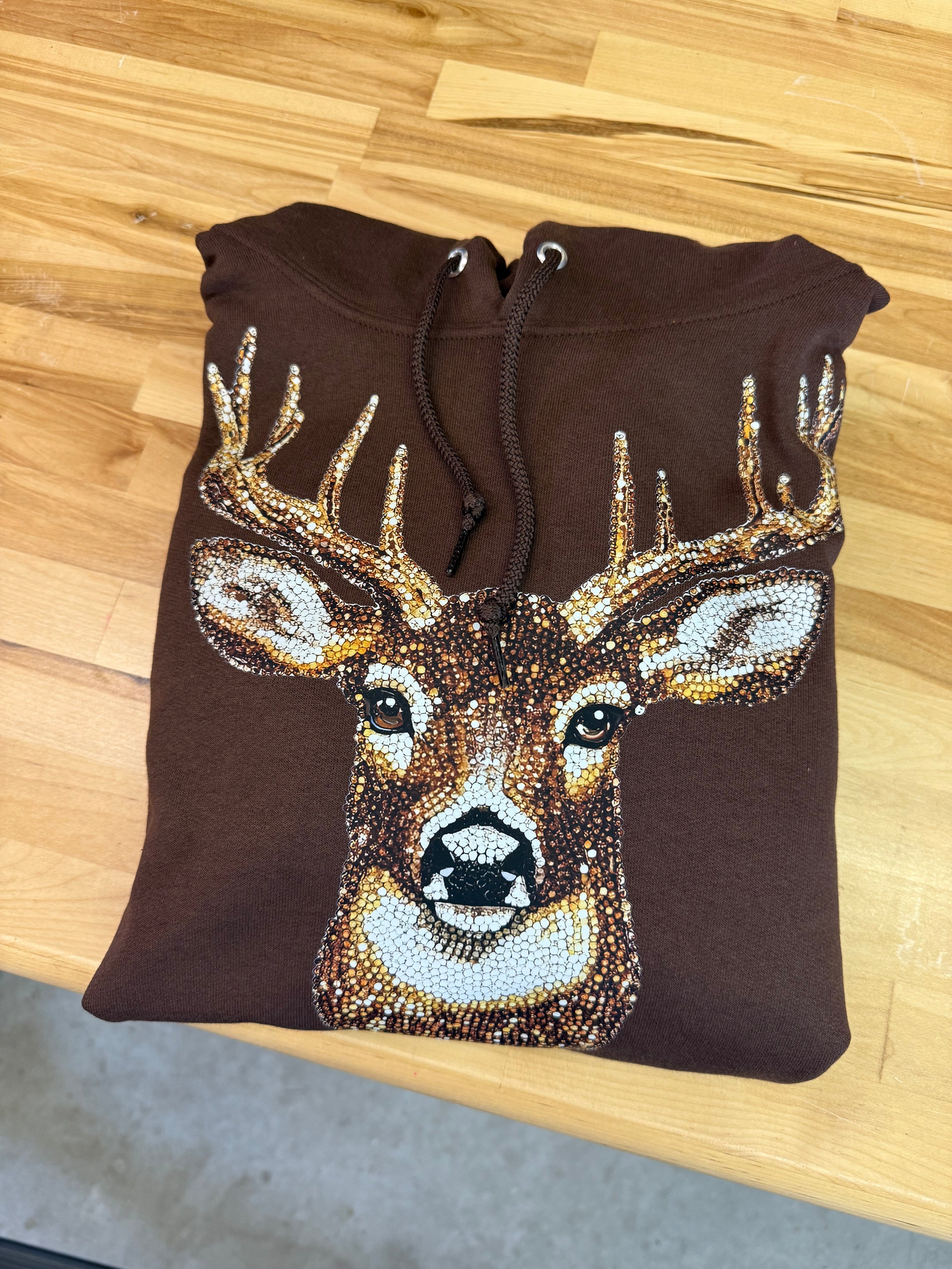 Luckless Outfitters Faux Rhinestone Buck Hoodie — comparison shot