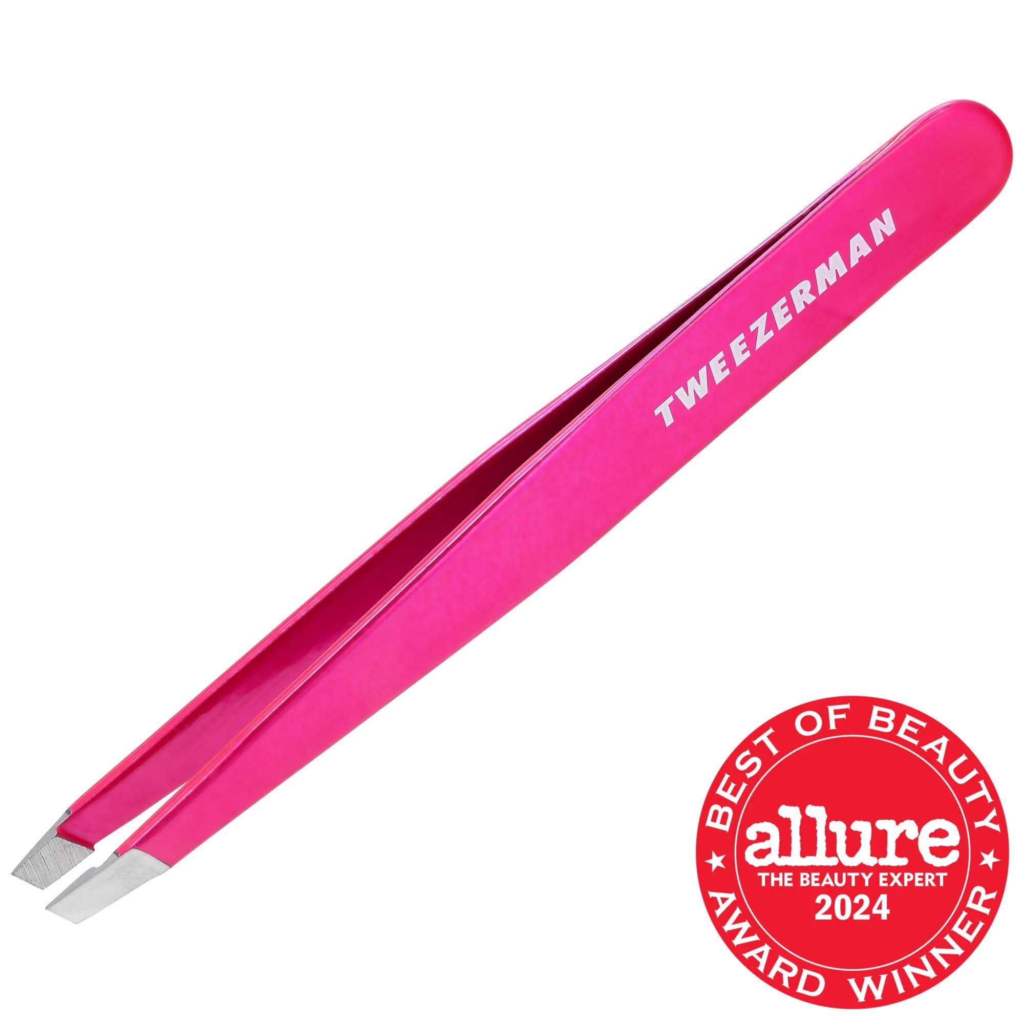 Pink Perfection Slant Tip Tweezer - Professional Eyebrow Shaping Tweezer for Precision Hair Removal - Angled Design
