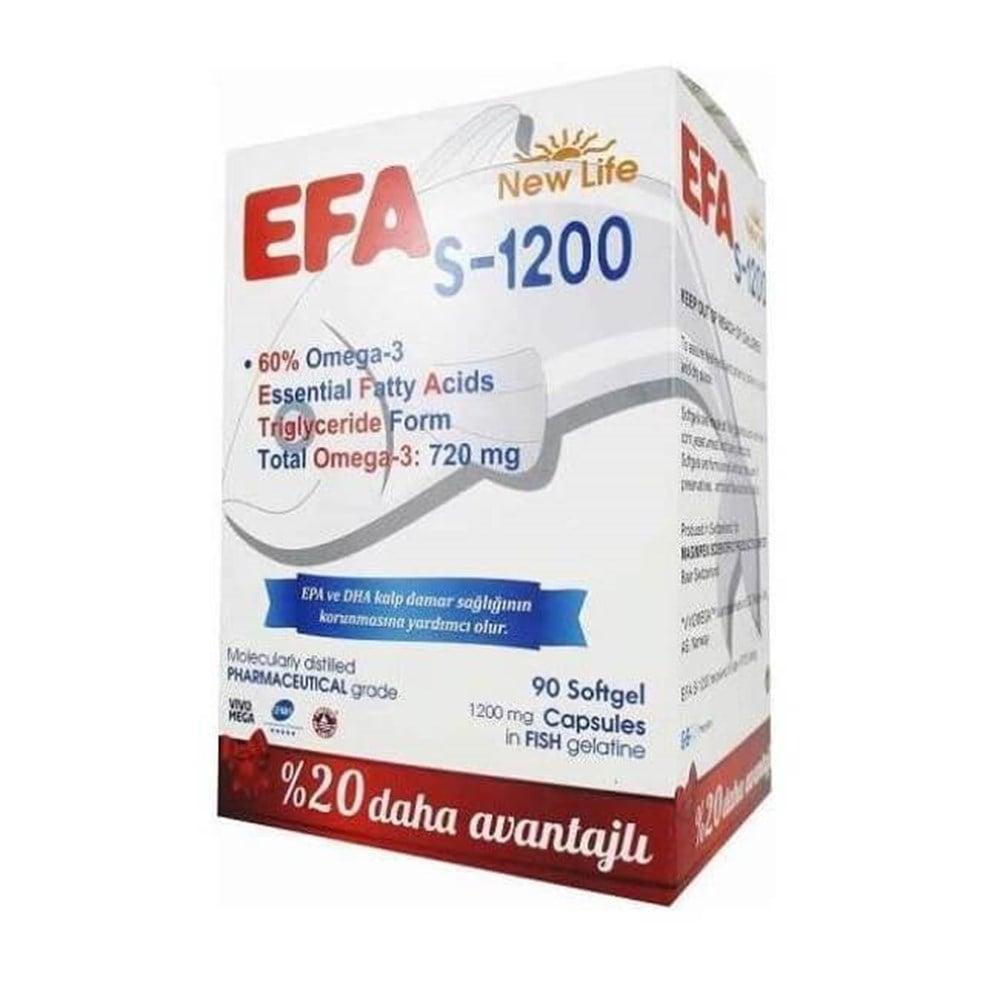 New Life Efa S-1200: High Potency Omega 3 Fish Oil Capsules | 720mg Omega-3, Gluten & Lactose-Free | Cardiovascular & Brain Health