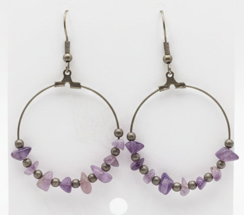 Amethyst hoop drops