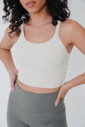 KIMITH BRAND I Am Confident White Cropped Tank — detail shot 6