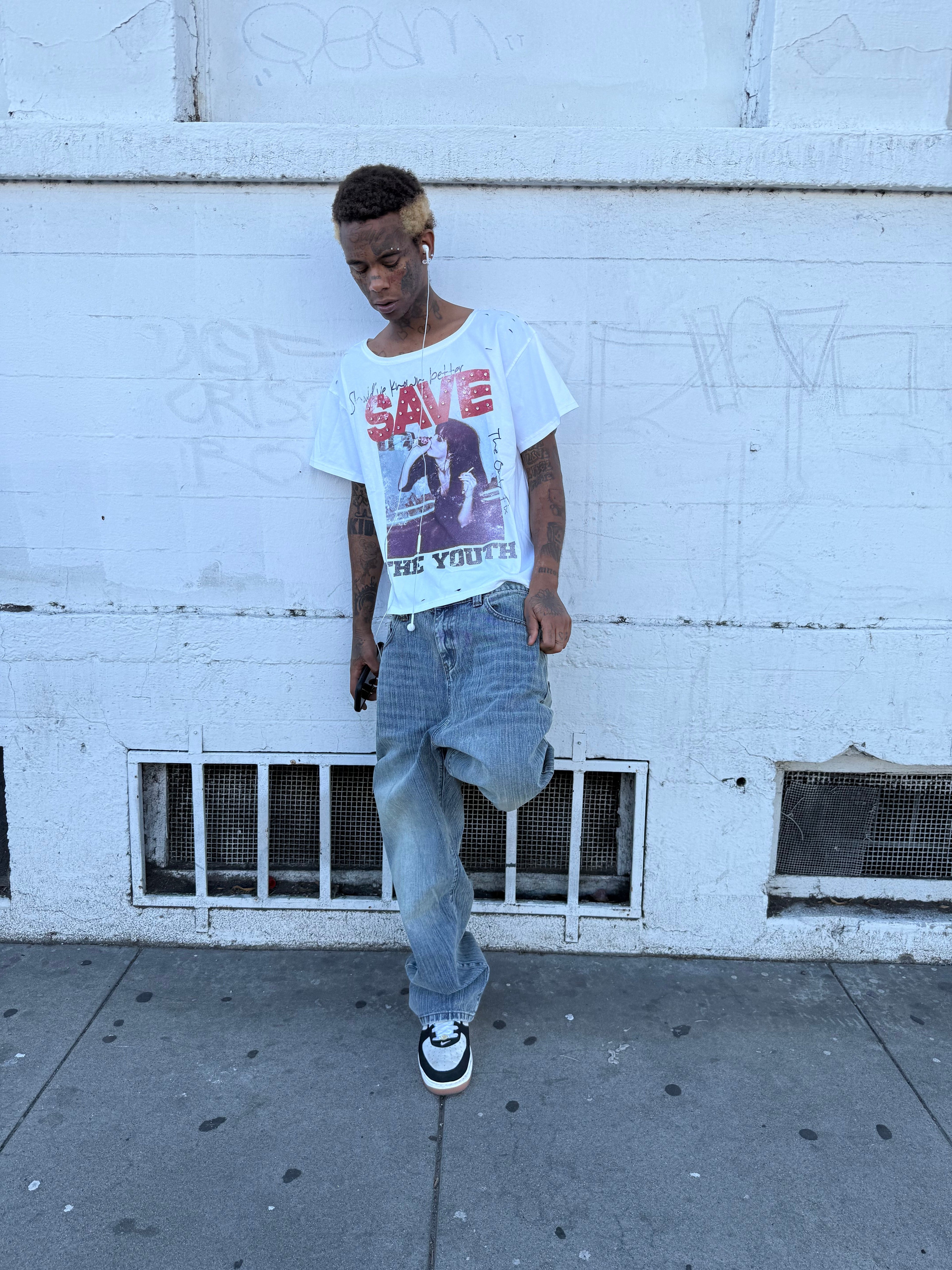 ProjectCapri Save The Youth Tee — lifestyle context