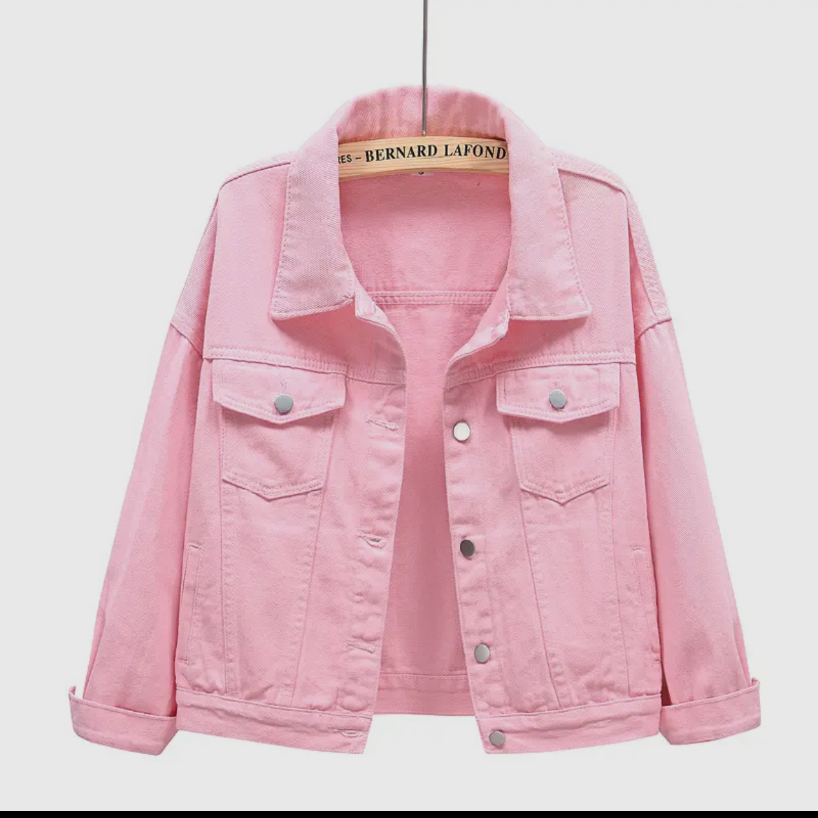 Baby Pink Cropped Denim Jacket