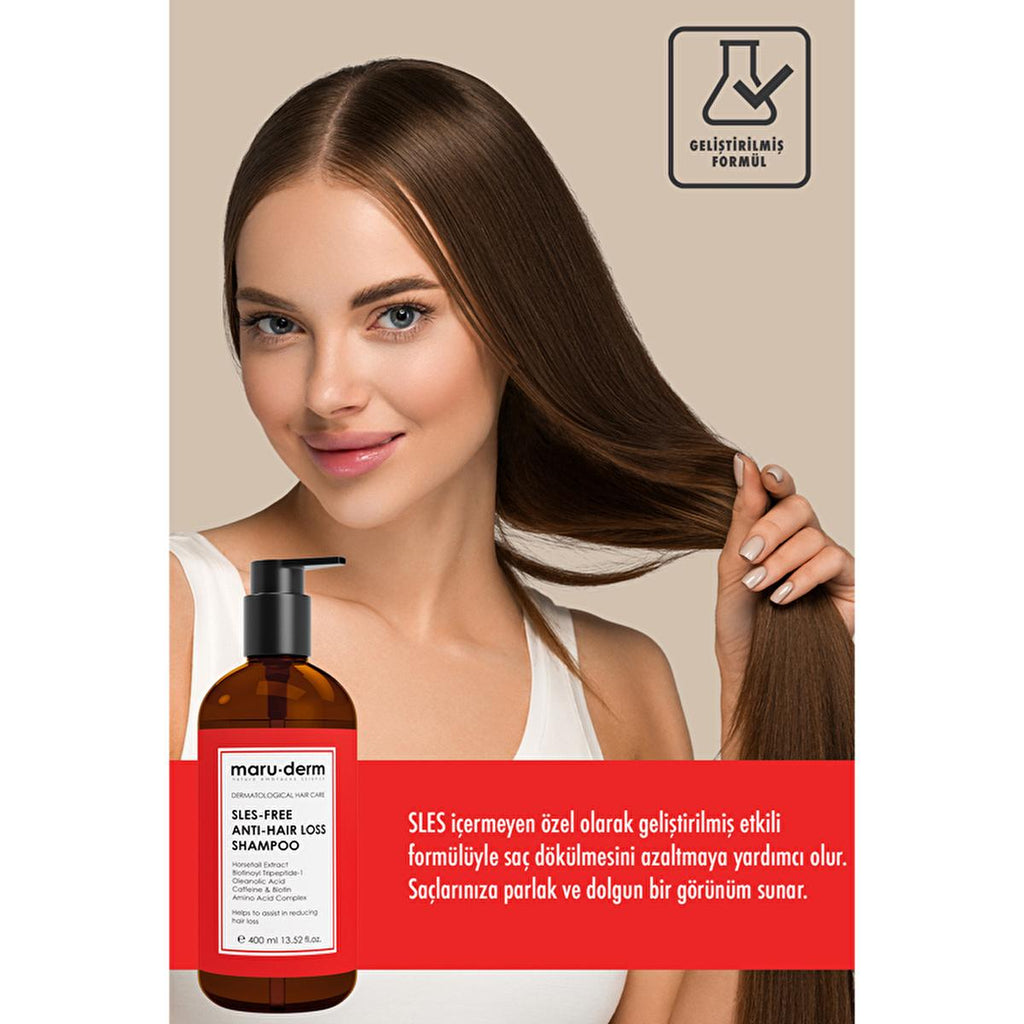 Maruderm Anti Hair Loss Shampoo: Sulfate-Free Formula for Hair Growth, Thinning Hair, and Strengthening with Biotin and Caffeine - 400ml