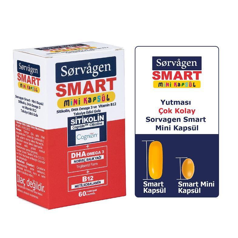 Sorvagen Dietary Supplement - 60 Mini Capsules with DHA Omega 3, Sitikolin, and Vitamin B12