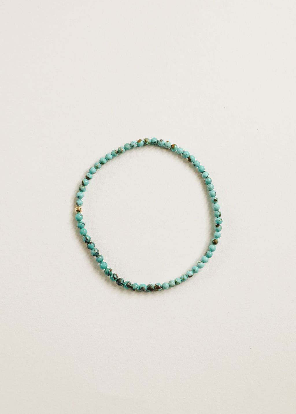 CanyonLeaf Natural Turquoise + 14K Gold Filled || Beaded Stretch Bracelet — lifestyle worn / used context